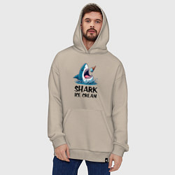 Толстовка-худи оверсайз Shark ice cream - ai art, цвет: миндальный — фото 2