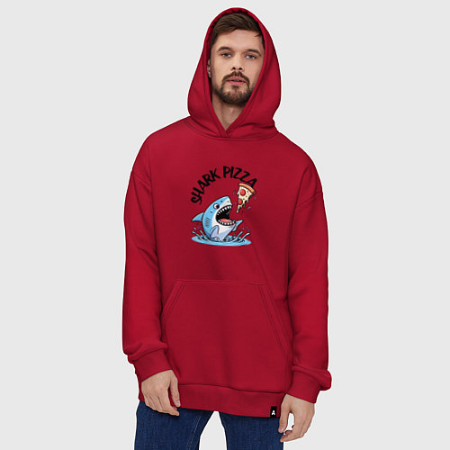 Худи оверсайз Shark pizza - ai art fantasy / Красный – фото 4