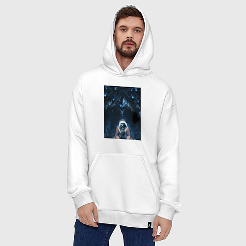 Худи оверсайз Поднятие уровня в одиночку Джину Сон тень / Белый – фото 4