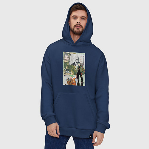 Худи оверсайз Ван-Пис Зоро Ророноа коллаж сильнейший мечник / Тёмно-синий – фото 4