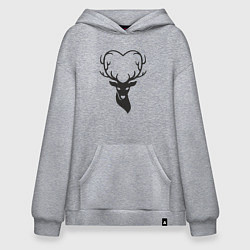 Толстовка-худи оверсайз Love deer, цвет: меланж