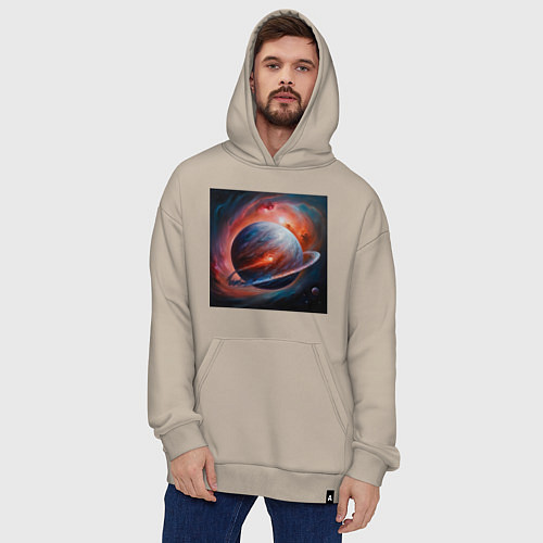 Худи оверсайз Огненная планета / Миндальный – фото 4