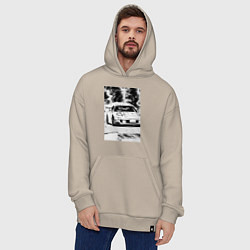 Толстовка-худи оверсайз Mazda rx-7 автомобиль гоночный, цвет: миндальный — фото 2