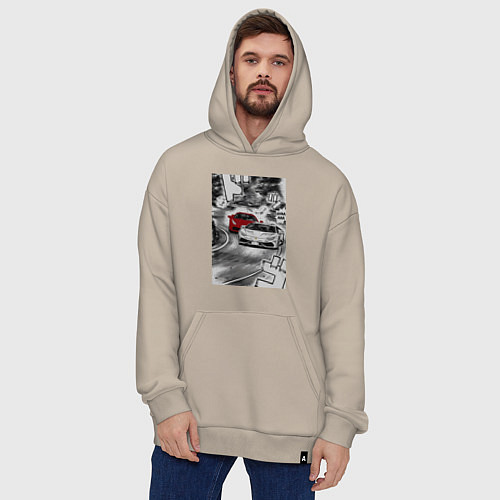 Худи оверсайз Lamborghini initial d / Миндальный – фото 4