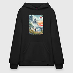 Толстовка-худи оверсайз Ghost of Tsushima - watercolor, цвет: черный