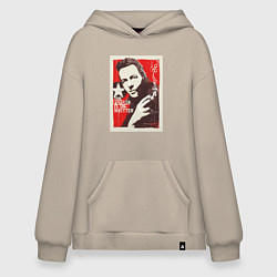Толстовка-худи оверсайз Joe Strummer of the Clash, цвет: миндальный