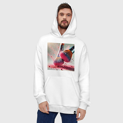 Худи оверсайз Розовый макияжный вихрь / Белый – фото 4