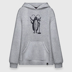 Толстовка-худи оверсайз Тараканчик певец, цвет: меланж
