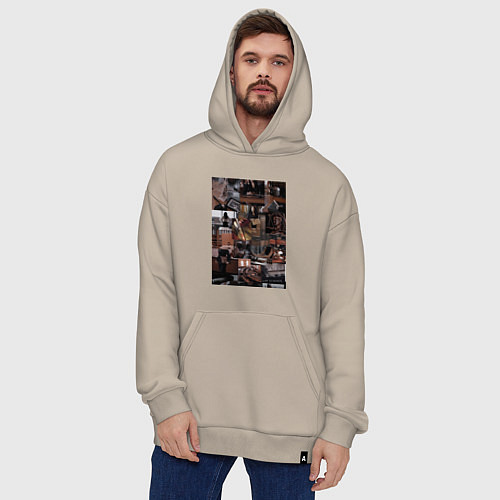 Худи оверсайз Юристы эстетика коллаж / Миндальный – фото 4