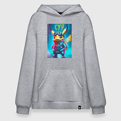 Толстовка-худи оверсайз Cyber Pikachu - ai art fantasy, цвет: меланж