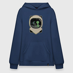 Толстовка-худи оверсайз Шлем космонавта с пришельцами в отражении, цвет: тёмно-синий