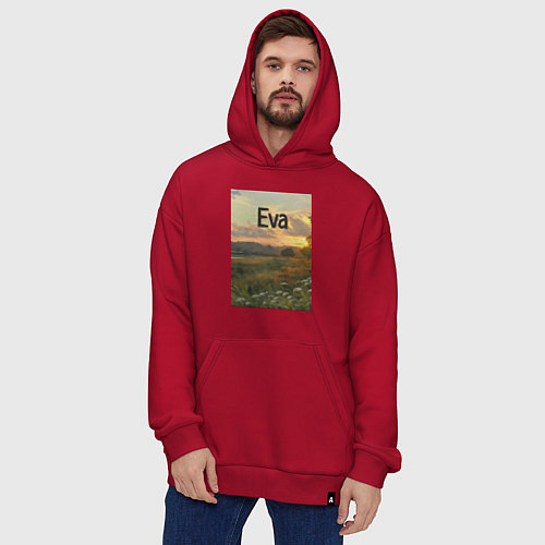 Худи оверсайз Eva поле золотое / Красный – фото 4