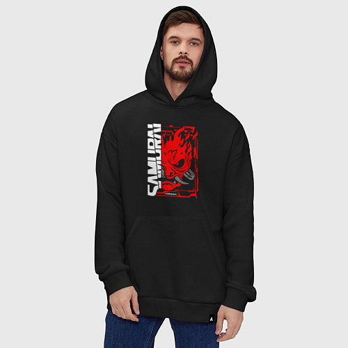 Худи оверсайз Cyberpunk samurai / Черный – фото 4