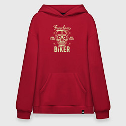 Толстовка-худи оверсайз Череп в мотоциклетном шлеме, цвет: красный