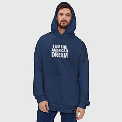 Толстовка-худи оверсайз Надпись на английском: я американская мечта, цвет: тёмно-синий — фото 2