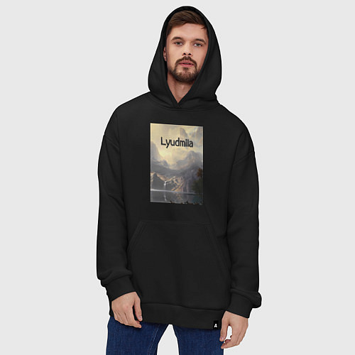Худи оверсайз Lyudmila горная долина / Черный – фото 4