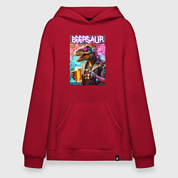 Худи оверсайз Кибер пивозавр на фоне стены с граффити - нейроарт