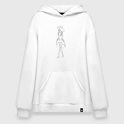 Толстовка-худи оверсайз Девушка в полный рост, цвет: белый