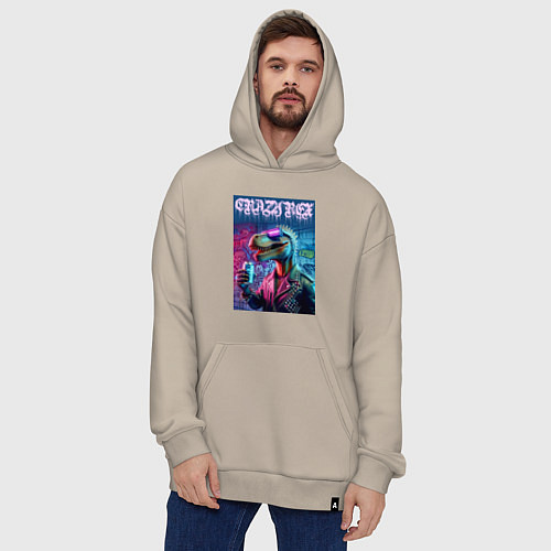 Худи оверсайз Crazy rex - ai art fantasy / Миндальный – фото 4
