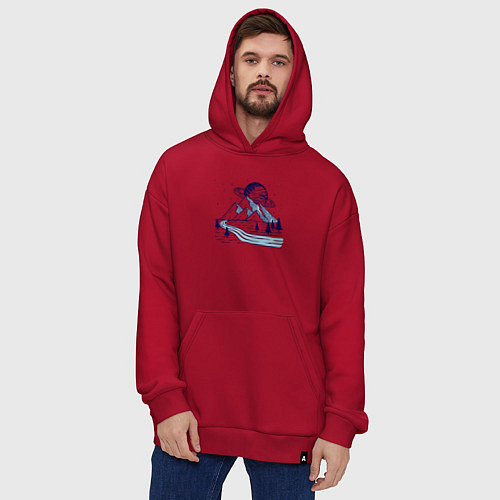 Худи оверсайз Сатурн и горы / Красный – фото 4