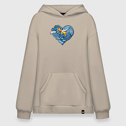 Толстовка-худи оверсайз Сердце моря, цвет: миндальный