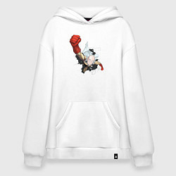 Толстовка-худи оверсайз Ванпанчмен Сайтама удар, цвет: белый