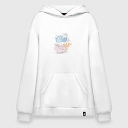 Толстовка-худи оверсайз Арт ножки малыша в ладони, цвет: белый