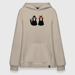 Толстовка-худи оверсайз Крутые обезьянки, цвет: миндальный