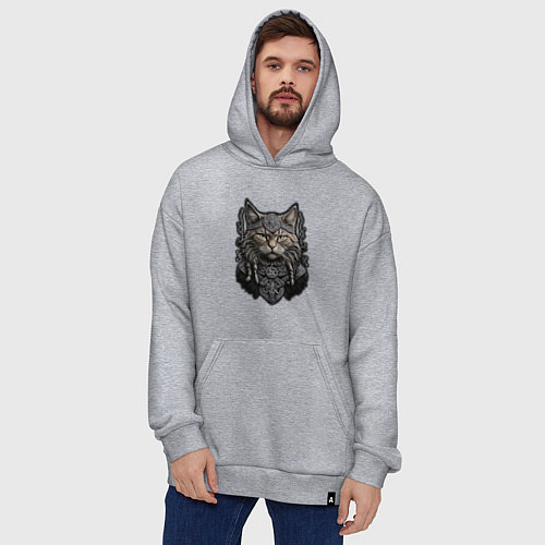 Худи оверсайз Кот викинг / Меланж – фото 4