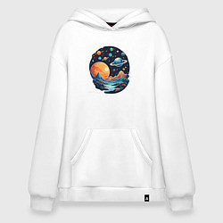 Толстовка-худи оверсайз Далеко в космосе планеты, цвет: белый