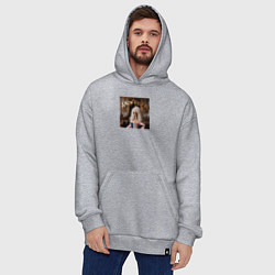 Толстовка-худи оверсайз Девушка с белыми волосами и в солнечных очках, цвет: меланж — фото 2