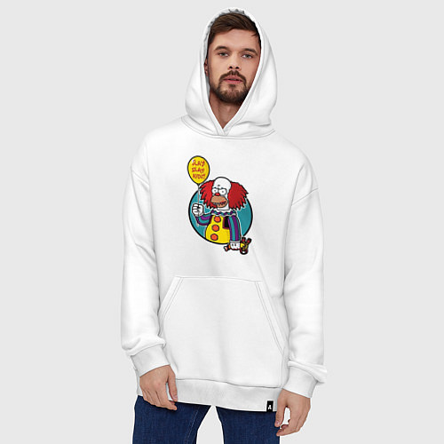 Худи оверсайз Симпсоны - ужасный клоун / Белый – фото 4