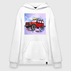 Толстовка-худи оверсайз Внедорожник УАЗ Хантер, цвет: белый