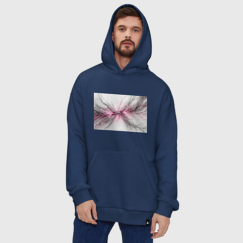 Худи оверсайз Электрическое сплетение / Тёмно-синий – фото 4