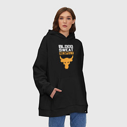 Толстовка-худи оверсайз Blood sweet respect logo, цвет: черный — фото 2