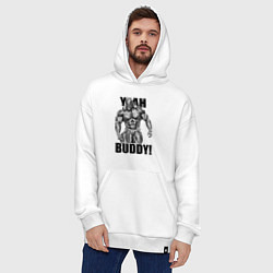 Толстовка-худи оверсайз Ronnie Coleman- yeah buddy, цвет: белый — фото 2