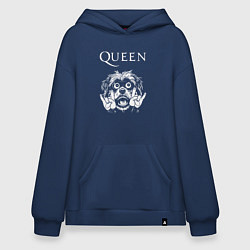Толстовка-худи оверсайз Queen rock dog, цвет: тёмно-синий