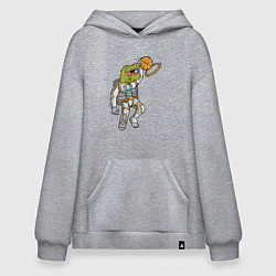 Толстовка-худи оверсайз Динозавр баскетболист, цвет: меланж