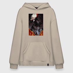 Толстовка-худи оверсайз Дандадан: Кэн Такакура, цвет: миндальный