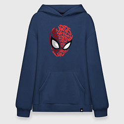 Толстовка-худи оверсайз Spider-Man text, цвет: тёмно-синий
