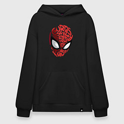Толстовка-худи оверсайз Spider-Man text, цвет: черный