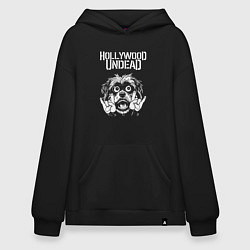 Толстовка-худи оверсайз Hollywood Undead rock dog, цвет: черный