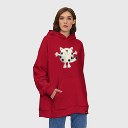 Толстовка-худи оверсайз Кот в лапах, цвет: красный — фото 2