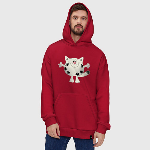Худи оверсайз Кот в лапах / Красный – фото 4