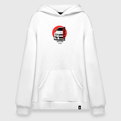 Толстовка-худи оверсайз Nissan skyline на фоне солнца, цвет: белый