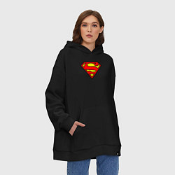 Толстовка-худи оверсайз Superman logo, цвет: черный — фото 2