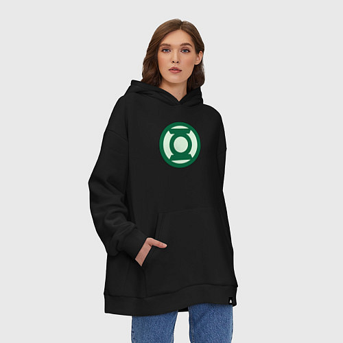 Худи оверсайз Green lantern logo / Черный – фото 3