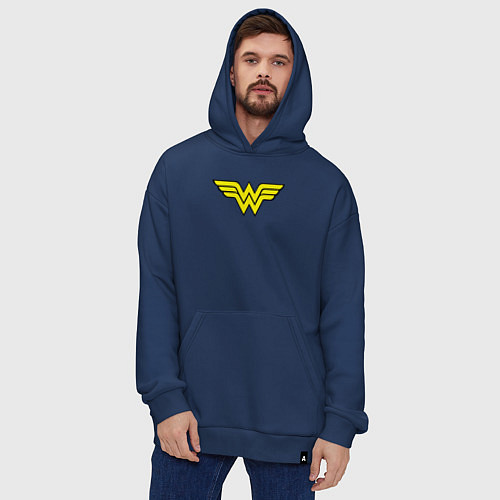 Худи оверсайз Wonder woman logo / Тёмно-синий – фото 4