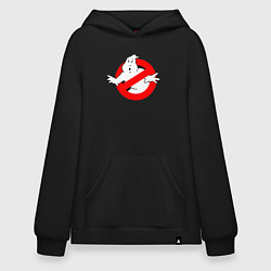 Толстовка-худи оверсайз Ghostbusters logo, цвет: черный