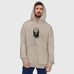 Толстовка-худи оверсайз Зловещий череп с щупальцами, цвет: миндальный — фото 2